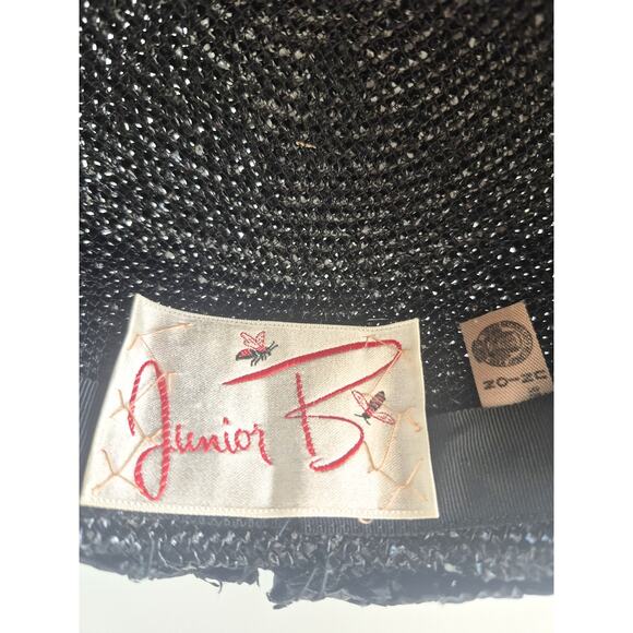 Vintage Junior B Pillbox Hat 1960\'s Black Straw Made in USA Woven Brim main image 5